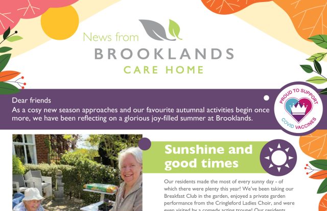 Brooklands care home autumn newsletter